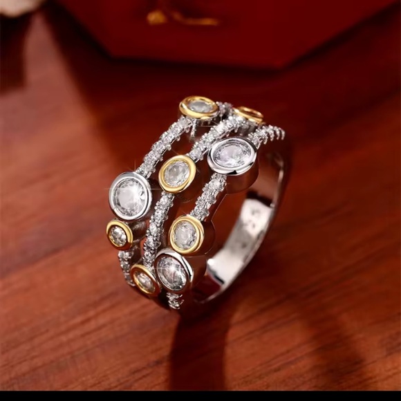Gold and Silver Color Multi-Stone Ring - Picture 12 of 12